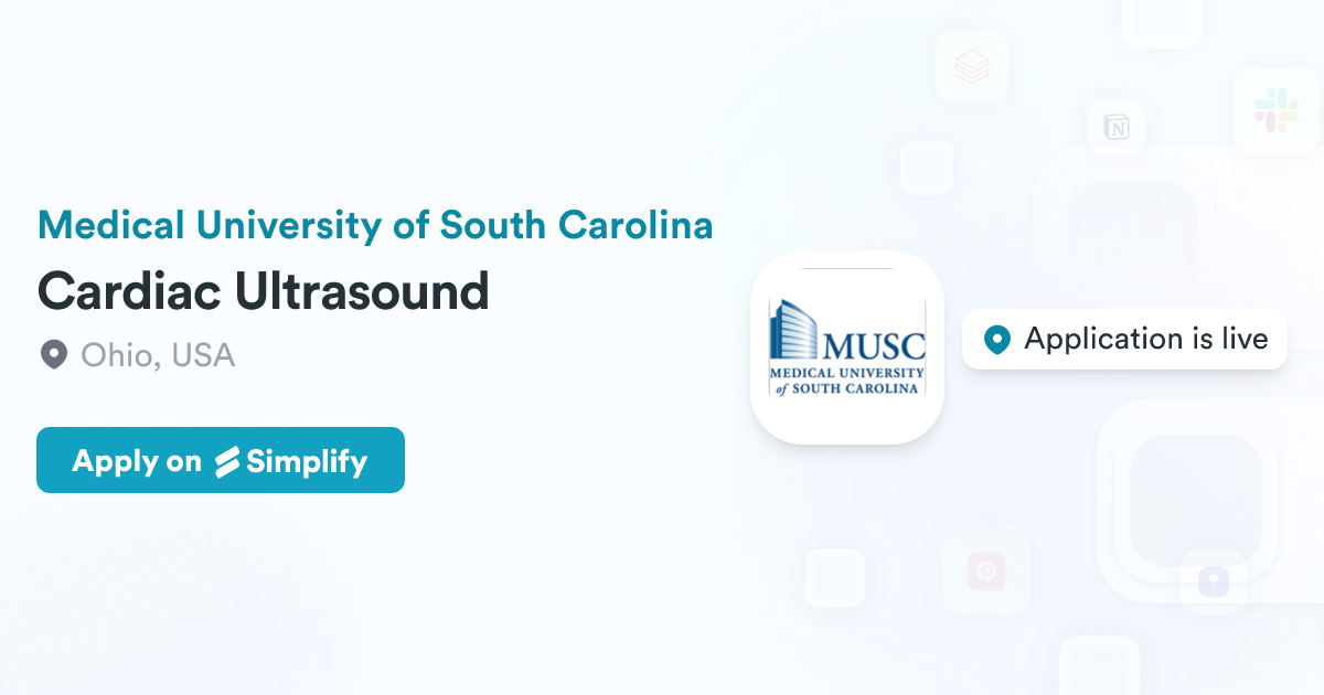 Cardiac Ultrasound Medical University of South Carolina Simplify Jobs